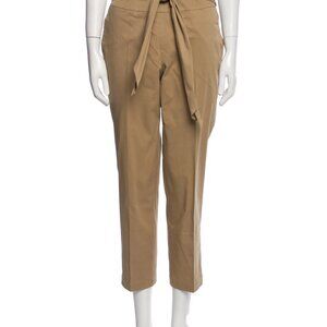 Brunello Cucinelli Straight Leg Tan Cotton Tie-Front Pants